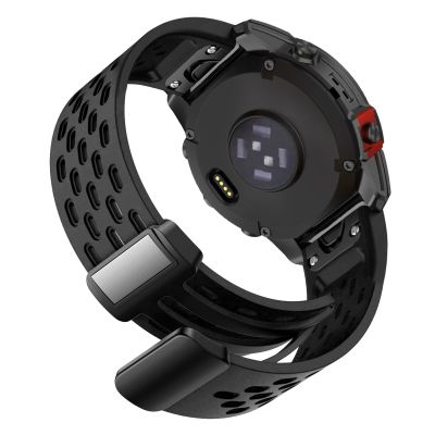Abanen Silicone Air-holes Sport Watch Bands for Garmin Fenix 8 43mm / epix Pro 42mm / Fenix 7S /6S/5S, Soft Wrist Strap with Fold-over Magnetic Closure for Instinct 2S / Instinct E 40mm (Black)