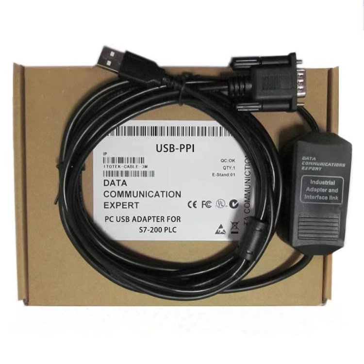 Applicable USB-PPI PLC Programming Cable S7-200 Series RS485 Data Cable Black Download Cable