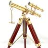 Telescope Solid Brass Double Barrel Spyglass Telescope with Wooden Tripod Marine Scope for Watching Camping Collectible Item view 1