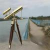 Telescope Solid Brass Double Barrel Spyglass Telescope with Wooden Tripod Marine Scope for Watching Camping Collectible Item view 2