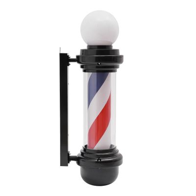 Yellulu 27" H Barber Pole LED Light, Rome Style Hair Salon Barber Shop Open Business Sign, Rotating Red White Blue LED Strips Hair Salon Sign Light, Wall Mount Rotating Light, with a 105Beam Angle