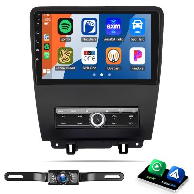 Saitedudu 2G+32G Android 13 Car Stereo Compatible with 2010-2014 Mustang Radio 10 Inch IPS Touch Screen with Carplay Android Mirror Link FM Radio HiFi GPS WiFi AHD Backup Camera