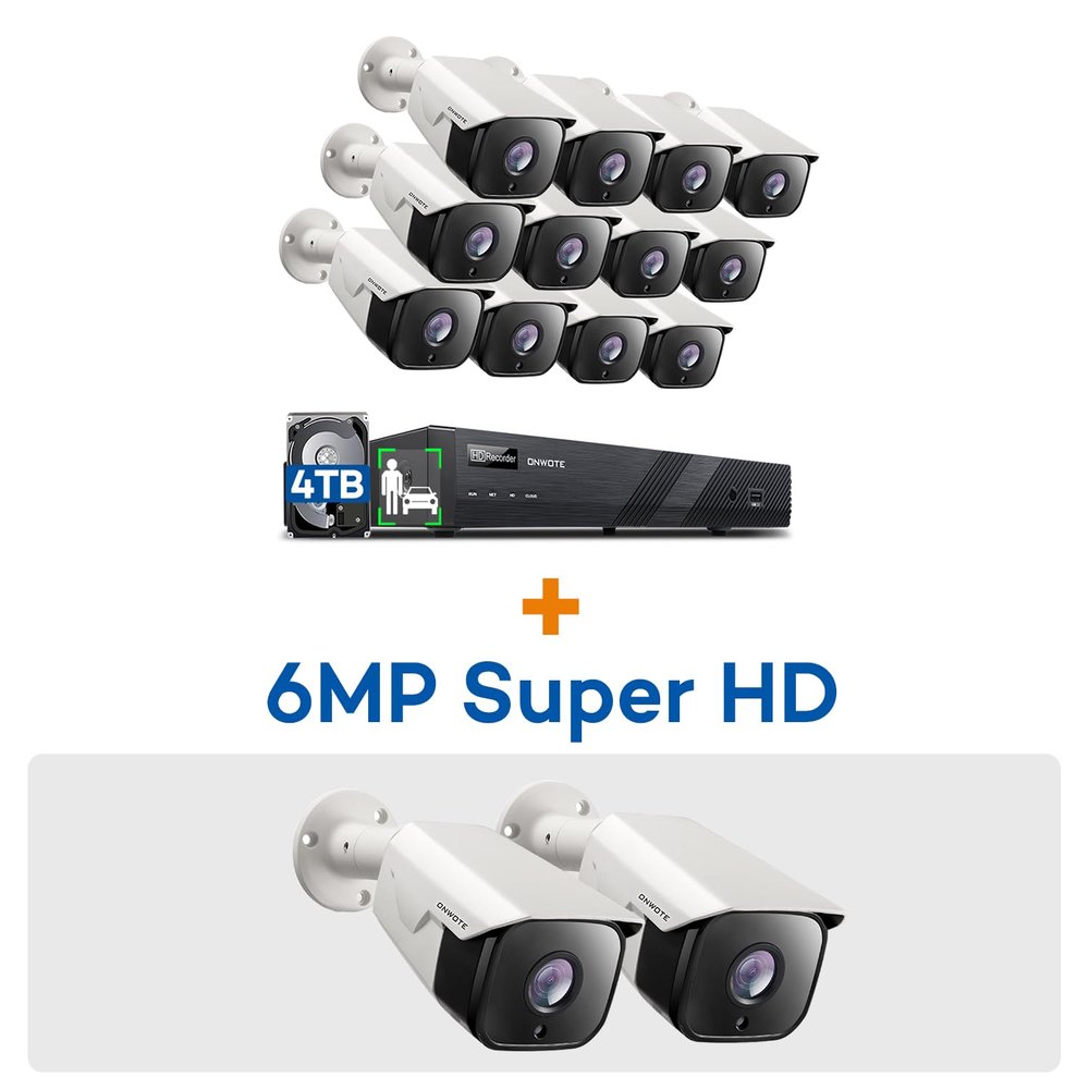 ONWOTE 16 Channel 4K NVR PoE Security Camera System 4TB, (14) Outdoor Wired PoE IP Camera