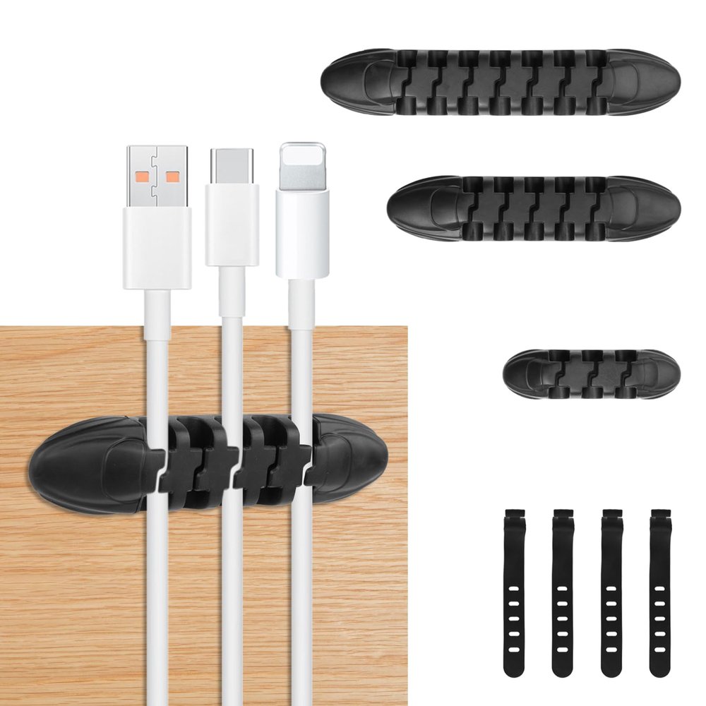 6 Pcs Cable Tidy Clips Black with Ties