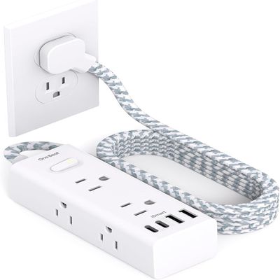 Power Strip Surge Protector - One Beat 6 Widely Outlets with 4 USB Ports(2 USB C), Flat Plug Extension Cord, Multi Plug Wall Outlet Extender, Small Power Strip for Home Office Travel College Dorm Room