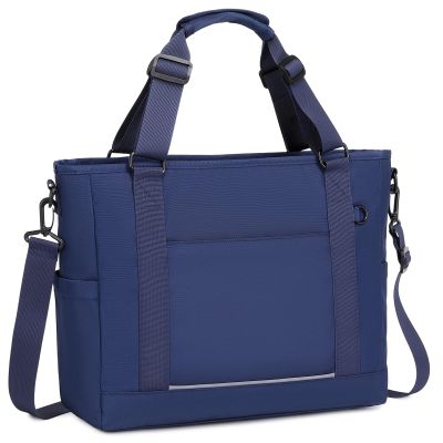 mygreen Laptop Tote Bag, Middle Size Computer Messenger Teacher Bag with 15.6 inch Padded Laptop Sleeve Dark Blue