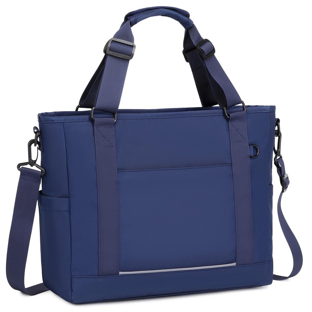 mygreen Laptop Tote Bag, Middle Size Computer Messenger Teacher Bag with 15.6 inch Padded Laptop Sleeve Dark Blue