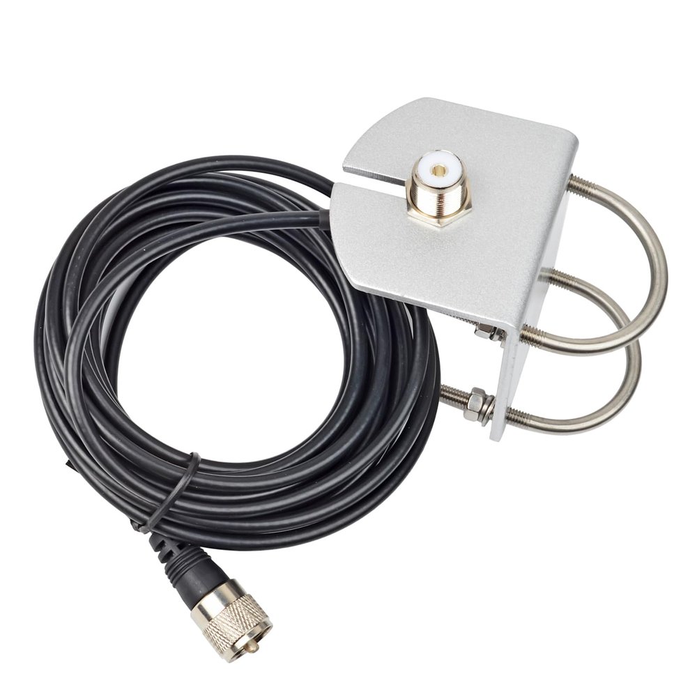 TWAYRDIO Antenna Mount Bracket with 16.4ft RG58 Coaxial Cable (SO239 to PL259) U Bolts for Ham VHF UHF Two Way Radio Antenna for Pole or Mast Mounting