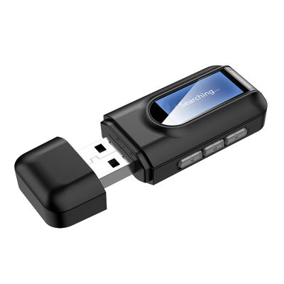 Transmitter Receiver,USB BT5.0 with 3.5mm AUX 2 in 1 Wireless Audio Transmitter Receiver Adapter with LCD Display for Laptop, Radio, Headphones, Speakers, TV,Home Audio System