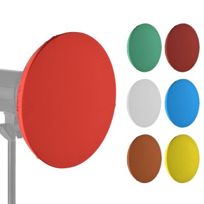 Andoer 7 Pieces 42cm Photography Light Protection Cloth Soft Diffuser Cover Blue/Red/Green/White/Yellow/Brown/Purple, Compatible for Studio Strobe Bowen Mounting Standard Reflector