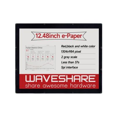 12.48inch E-Paper E-Ink Display Module Compatible with Raspberry Pi/Jetson Nano 1304984 Pixels Resolution Red/Black/White Three-Color SPI Interface Without PCB with Embedded Controller