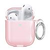 Aircawin for Airpods Case Clear,Shockproof Clear for Airpod Case Cover,Full Protective Soft TPU Drop Protection Accessories with Keychain for AirPods 2 & 1 for Women Girls Men-Pink view 1