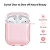Aircawin for Airpods Case Clear,Shockproof Clear for Airpod Case Cover,Full Protective Soft TPU Drop Protection Accessories with Keychain for AirPods 2 & 1 for Women Girls Men-Pink view 3
