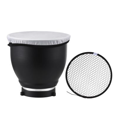 Andoer 7"" Beauty Plate with Bowens Stand, Standard Reflector, Diffuser Lampshade, 60 Honeycomb Grid and Diffuser Sock for Bowens Stand, Studio, Strobe Light