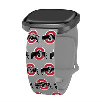 Affinity Bands Ohio State Buckeyes HD Watch Band Compatible with Fitbit Versa 3 & Sense 1 (Long Gray Repeating)