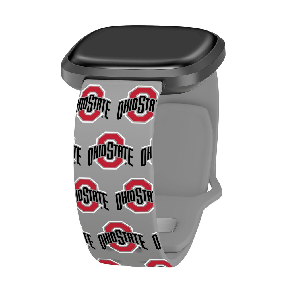 Affinity Bands Ohio State Buckeyes HD Watch Band Compatible with Fitbit Versa 3 & Sense 1 (Long Gray Repeating)