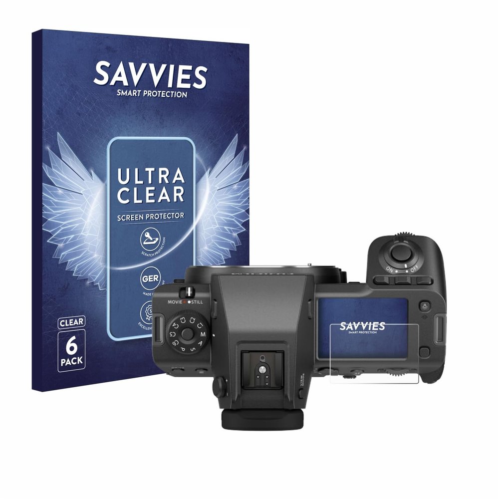 Savvies Screen Protector Compatible with Fujifilm GFX100 II (top Plate Display) Protection Film Clear 6-Pack