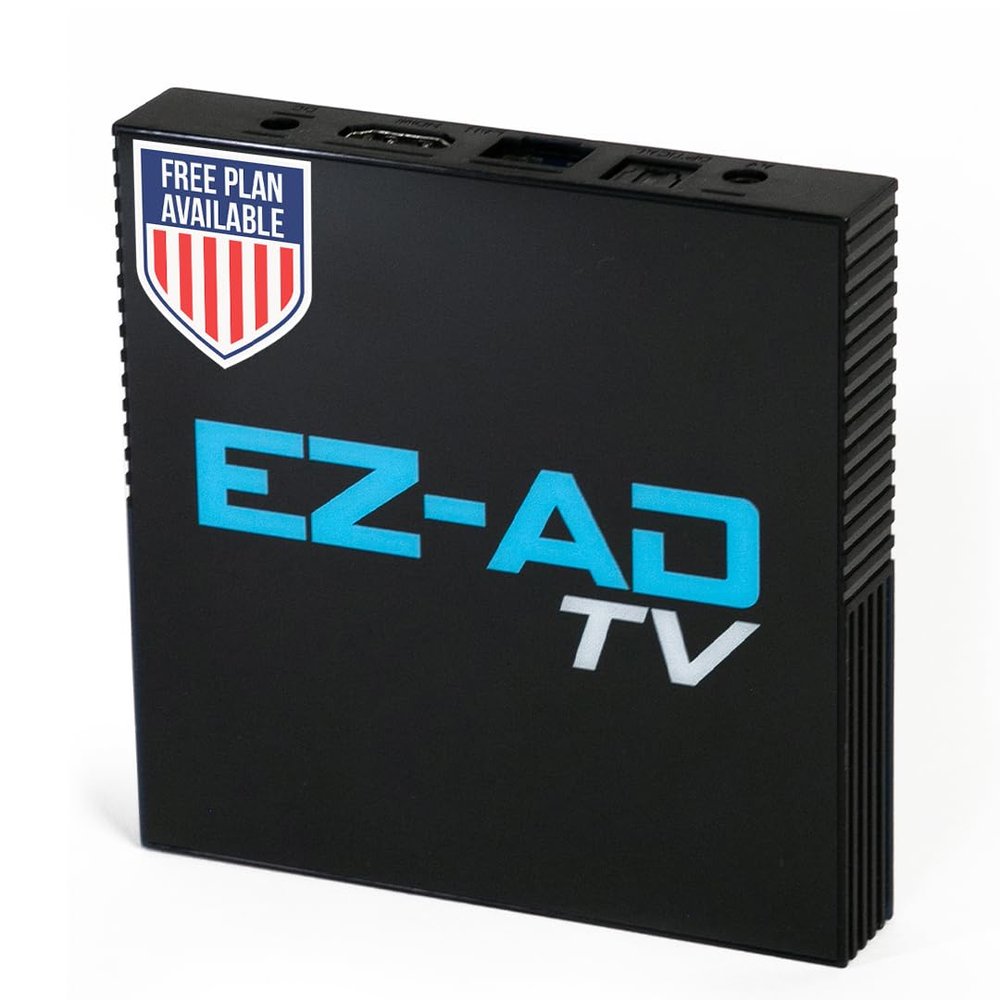 EZ AD TV Digital Signage Player, Digital Signage 4k Player Kit, Auto-Post Content, Cloud-Controlled, Add Your PowerPoint Presentation, Free Plan & Mobile App, Includes Premium Template Library