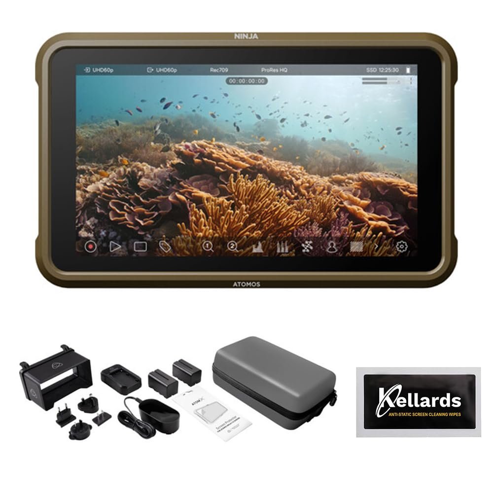 Atomos Ninja 5.2" 4K HDMI Recording Monitor Bundle with Atomos 5" Accessory Kit for Shinobi, Shinobi SDI and Ninja V Monitors and Anti-Static Screen Cleaning Wipes (5-Pack)