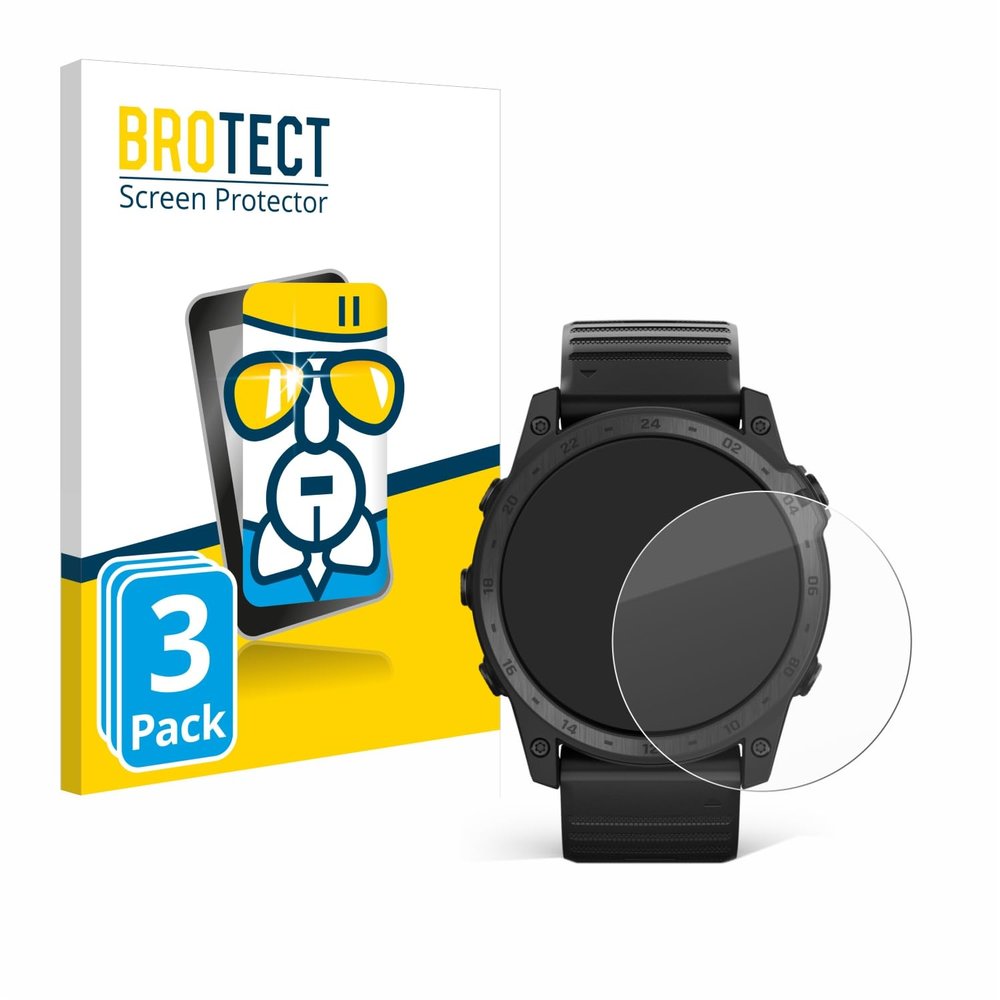 BROTECT Glass Screen Protector Film Compatible with Garmin Tactix 7 AMOLED (3 Pack) - Glass-Foil 9H Protection [Scratch Resistant, High Clarity]