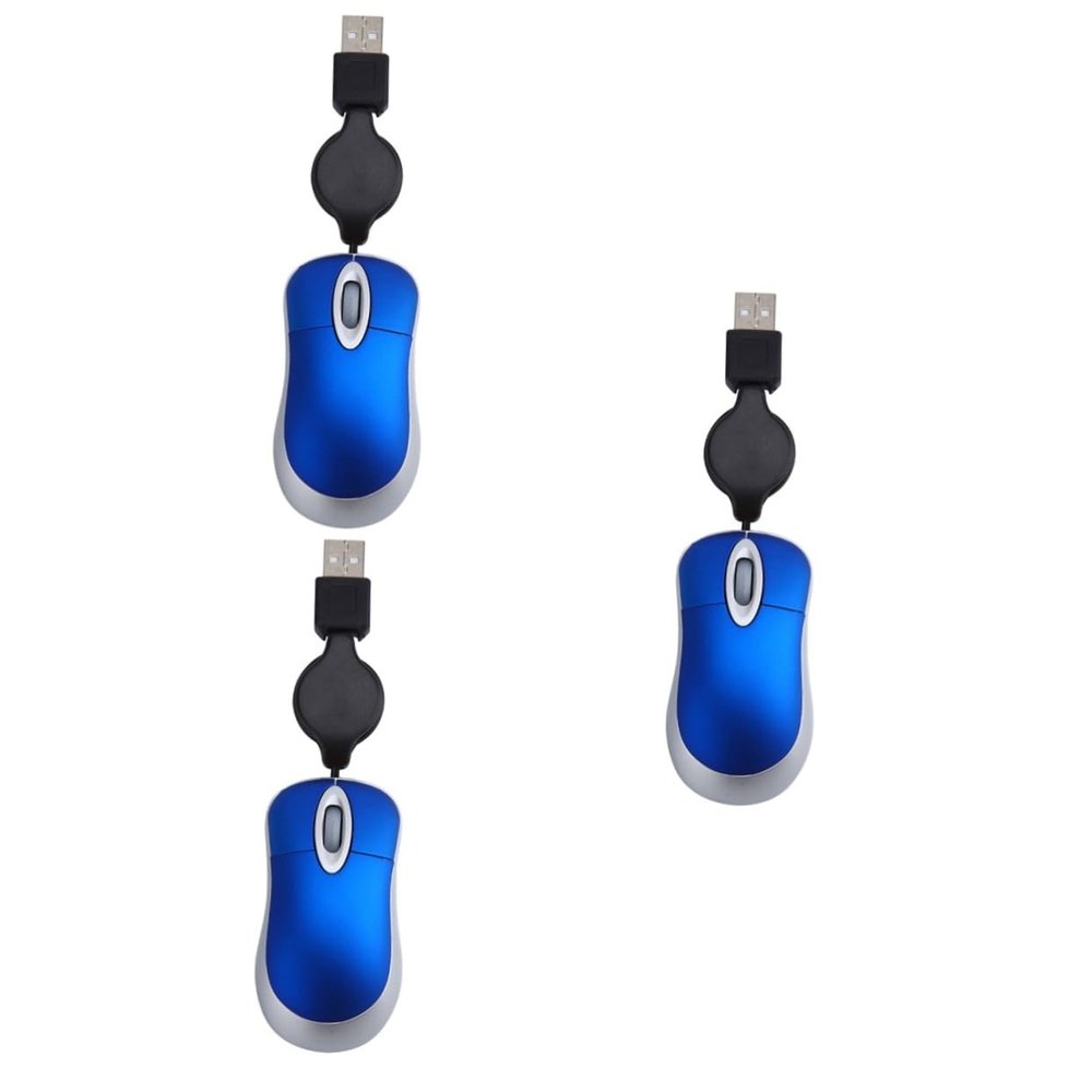 Gatuida 3pcs Luminous Wired Mouse Mini Retractable Corded Computer Notebook Mouse Portable 1600dpi