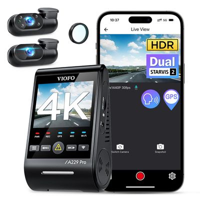VIOFO A229 Pro 3 Channel 4K HDR Dash Cam, Dual STARVIS 2 Sensors IMX678 & IMX675, 4K+2K+1080P Front Inside and Rear Triple Car Camera, 5GHz WiFi GPS, Voice Control, 24H Parking Mode