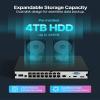 ZOSI 4K 24CH Network Video Recorder, 24 Channel 16-Port 8MP Dual-Disk Backup POE NVR Surveillance System, Pre-Installed 4TB Hard Drive, 24/7 Recording, Only Work with 4K/5MP/4MP/3MP HD ZOSI PoE Camera view 3