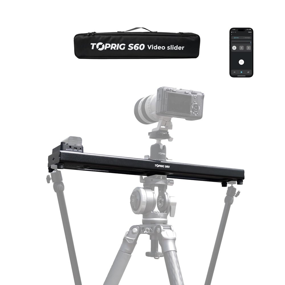 Accsoon - Toprig S60 - Motorized Camera Slider for Video Shooting - Max. Load up to 2.5 kg Vertical and 4 kg Horizontal - Speed 5 cm/s - Max Travel Distance: 425 mm