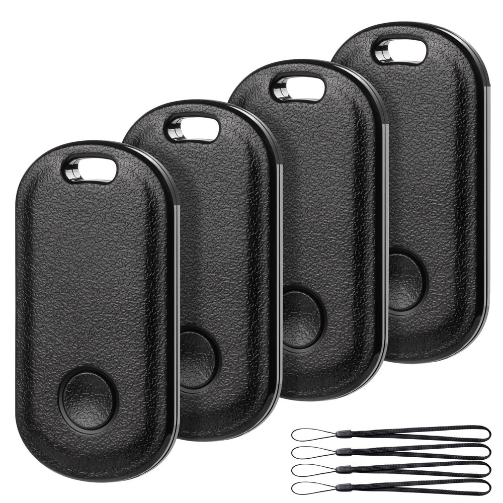 DoHome 4 Pack Key Finder Bluetooth Tracker Work with Apple Find My IP67 Waterproof, Privacy Protection, Anti Lost Notification, Item Locator for Keys, Pets, Bags, Suitcase and More iOS Only Black