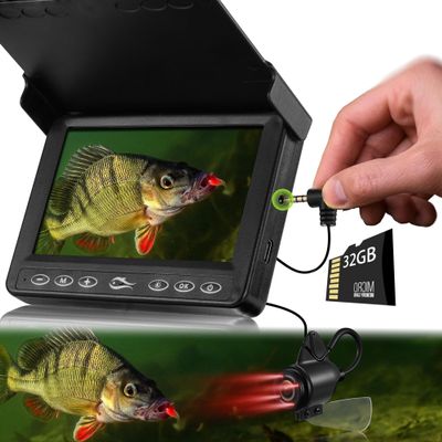 FishPRO Underwater Fishing Camera 4.3'' w/DVR 32GB -1000TVL (No Need Learn) Ice Fishing Camera Underwater,Ice Fishing Fish Finder for Kayak Ice Fishing, 3-Grade IR Lighting, 20X Zoom, 65FT