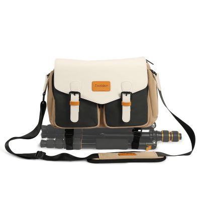 Cwatcun Camera Bag Camera Crossbody Shoulder Messenger Case, Travel Photography Bag for Men/Women with Tripod Holder for Canon, Nikon, Sony, Fuji DSLR/SLR/Mirrorless Cameras, Lens and Accessories