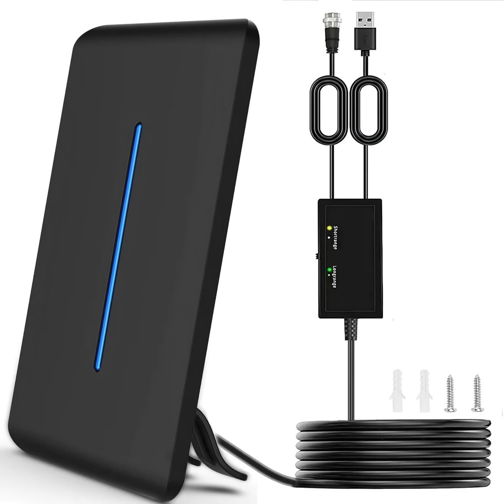2023 HD Digital TV Antenna Long 600+ Miles Range Free Channels, Indoor Outdoor Digital Antenna Amplifier, Ultra HD 4K 1080P Powerful TV Signal Booster for Smart TV& Old TV Long Cable