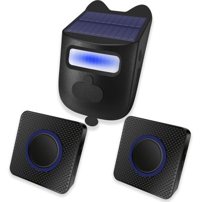 Ptsygantl Solar Driveway Alarm, Driveway Alarms Wireless Outside Weatherproof 2 Receiver 1 Sensor Motion Detector & Sensor Home Security Alert System for 300m Long Range