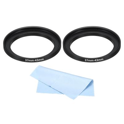 PATIKIL 46mm-77mm Metal Step Up Ring with Cleaning Cloth, 2 Pack Camera Lens Filter Adapter Ring Aluminum Filter Adapter Ring for Camera Lenses Hood, Black