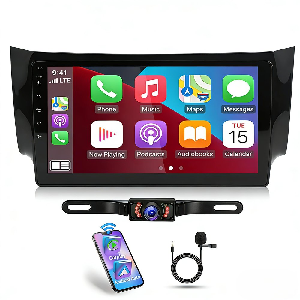 Wireless CarPlay Android 13 Car Stereo for Nissan Sentra Sylphy 2013-2018 | 10.1" Double Din Touchscreen Head Unit with Android Auto,GPS, WiFi, Backup Camera, SWC