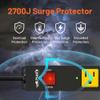 Power Strip 2700J Surge Protector, Heavy Duty Power Strips with 8FT Long Cord and Flat Plug, Wall Mountable Metal 6 Outlet Strip for Desk, Garage, Workbench and Kitchen view 3