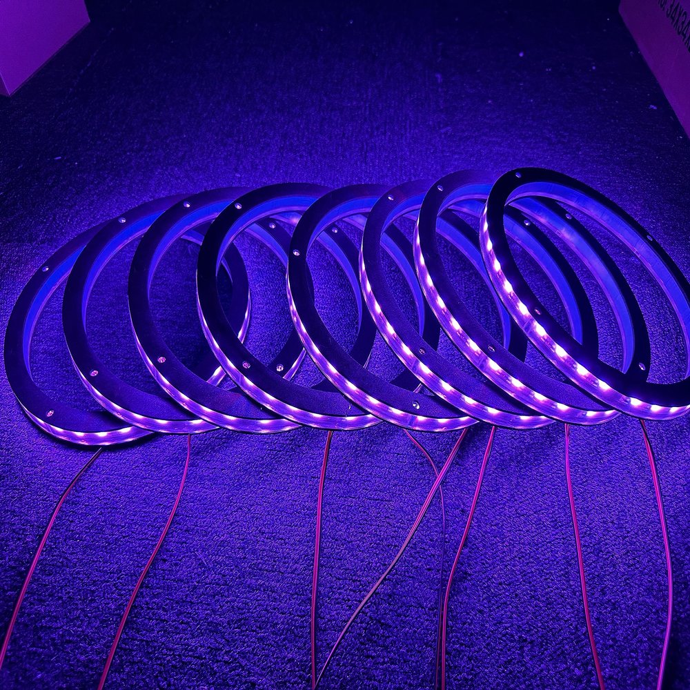 (2sets 4PC KIT) 8PCS 6.5" RGB Changing Car LED Speaker Ring Light Colors Shift Coxial Speaker Rings Spacer Ring Light Can Controlled by Remote and Bluetooth APP Simultaneously