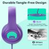 rockpapa C24 Kids Headphones with Microphone,Lightweight Foldable Corded Headphone with 3.5mm Jack Cable for Boys Girls Youth,Stereo Wired Head Phone for School Travel Purple Green view 3
