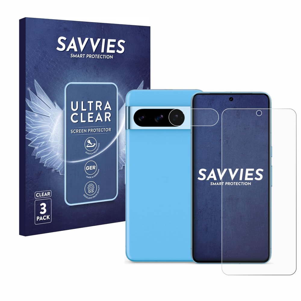 Savvies Screen Protector Compatible with Google Pixel 8 Pro (Front+Camera) Protection Film Clear 6-Pack