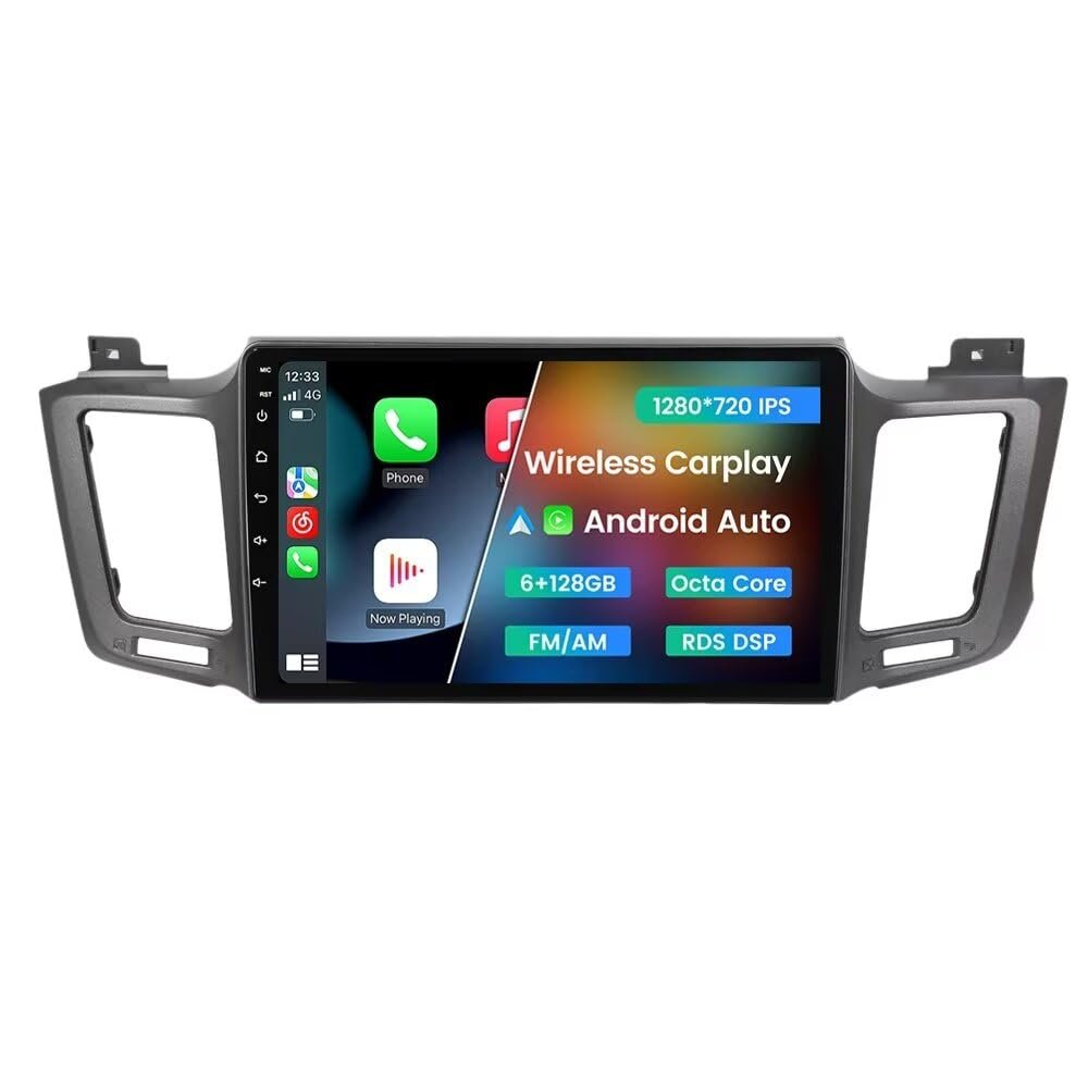 Android Radio Stereo for Toyota RAV4 2013-2018,Biorunn 10.1 inch Octa Core GPS Navi Wireless Wired Car-Play Android Auto Head Unit IPS Touch Screen FM AM RDS DSP,6GB RAM 128GB ROM