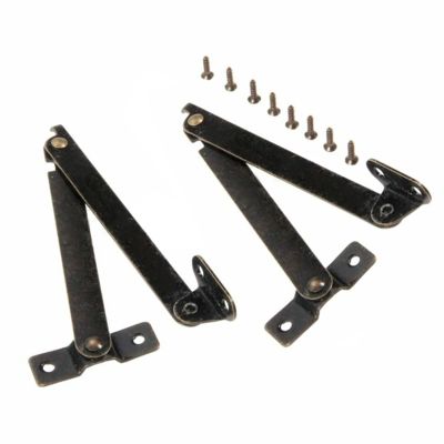 ELICNA 2PC Bronze Lid Support Hinges, Kitchen Cabinet Door Support Rods, Adjustable Hinges, Furniture Hardware Accessories with Screws.