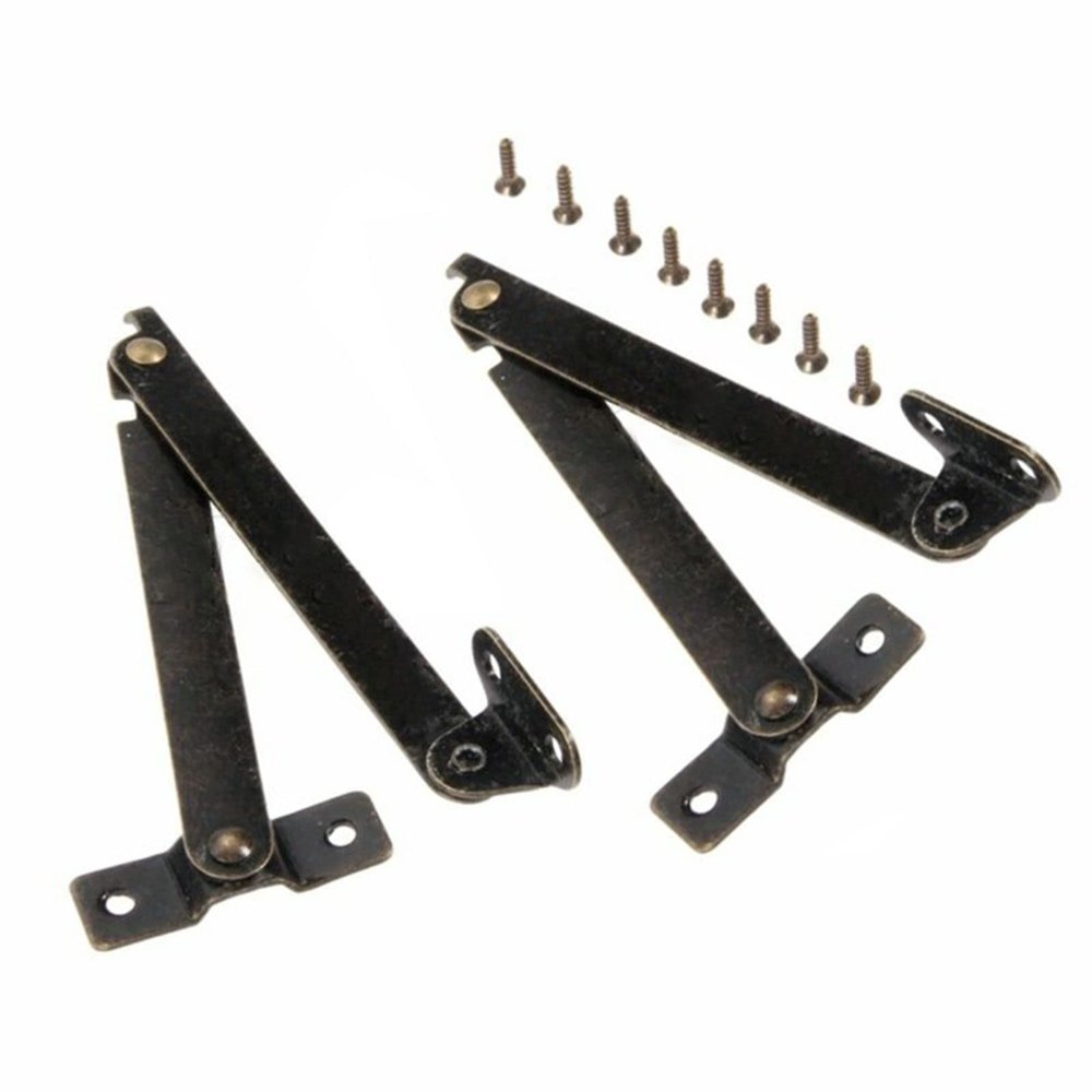 ELICNA 2PC Bronze Lid Support Hinges, Kitchen Cabinet Door Support Rods, Adjustable Hinges, Furniture Hardware Accessories with Screws.
