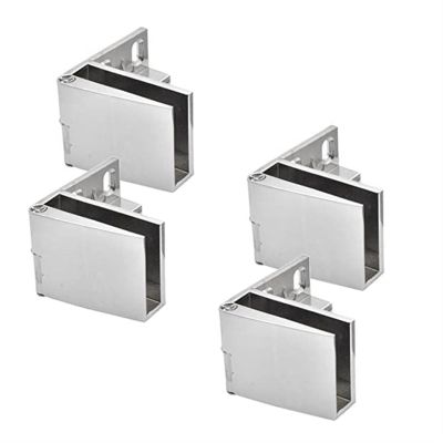 ELICNA 4 Pieces Glass Door Silver Hinges, Door Hinges, Wine Cabinet Hinges, Embedded Side Mounting, Brushed Nickel