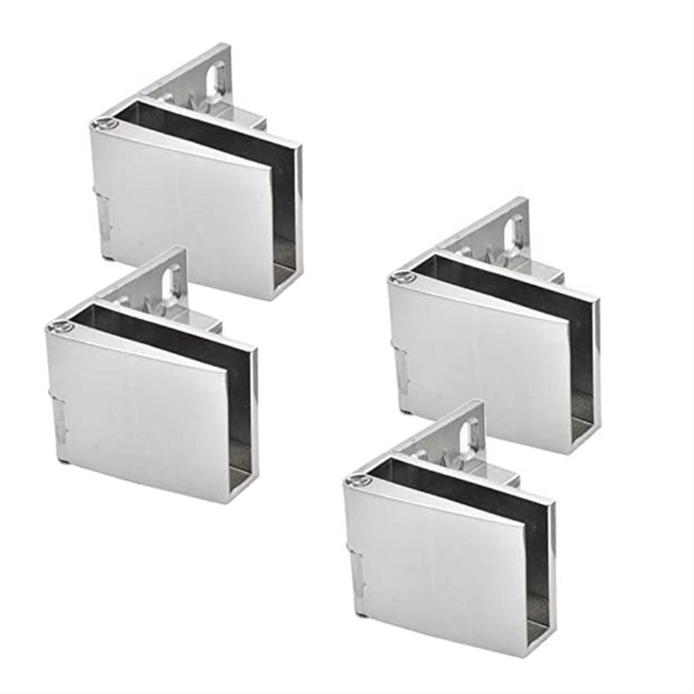 ELICNA 4 Pieces Glass Door Silver Hinges, Door Hinges, Wine Cabinet Hinges, Embedded Side Mounting, Brushed Nickel