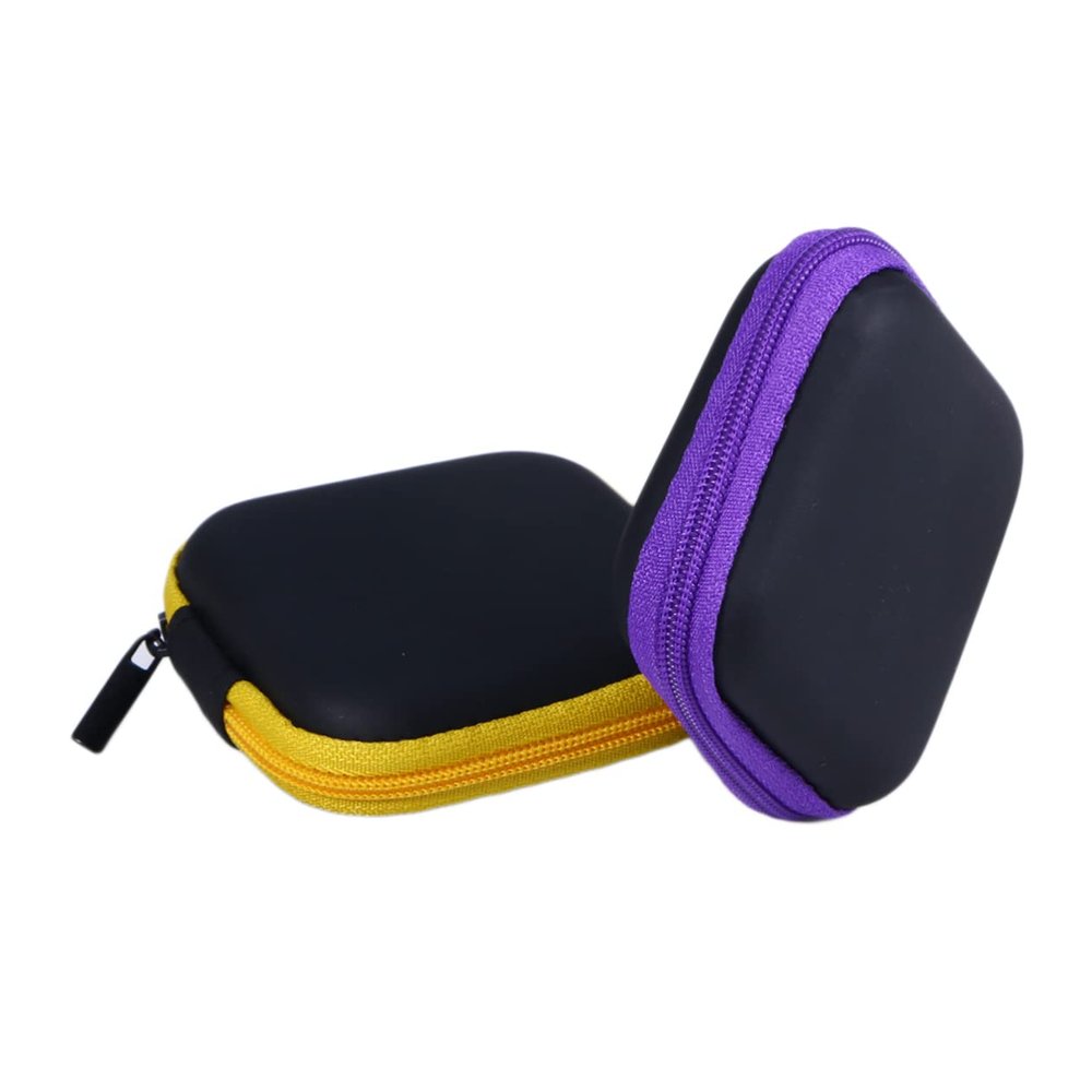 WOFASHPURET Portable Headphone Storage Case in Assorted Colors Mini Earphone Pouch Soft Lining Design for Travel USB Cable Accessories Organizer Yellow