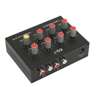 7 Band Sound Equalizer 12dB High Bass Dual Channel Digital Equalizer, Aluminum Alloy, Compatible with Headphones, 3.5mm Interface for Cell Phones, DC5V to 12V Power Supply