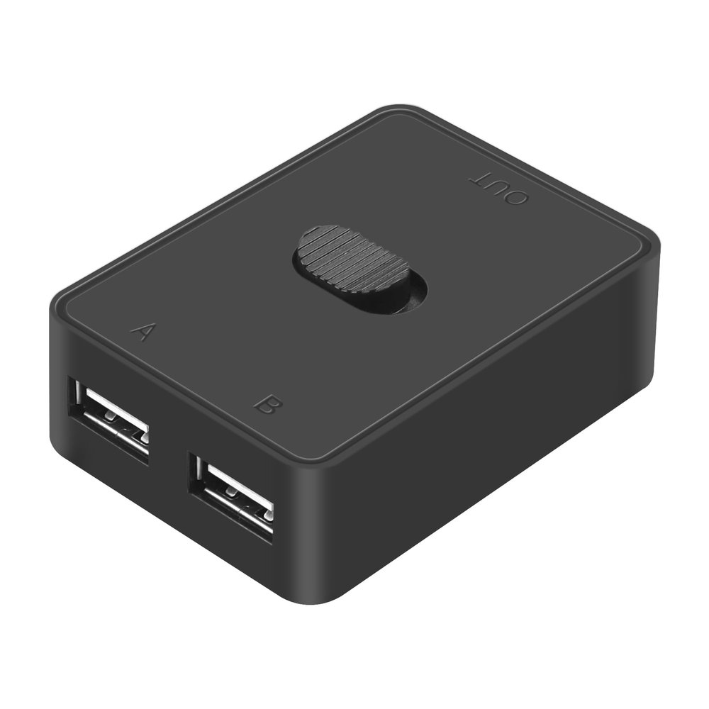 CERRXIAN USB2.0 Switch Selector, 2-Way Push Button KVM Switch, Black, Manual Operation