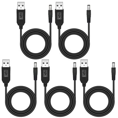 DaFuRui USB Power Supply Adapter Cable5PCS 5V to 9V USB 2.0 A Male to DC 5.5x2.1mm Voltage Step Up Converter Cable with DC Jack 5.5 x 2.1mm -0.95m