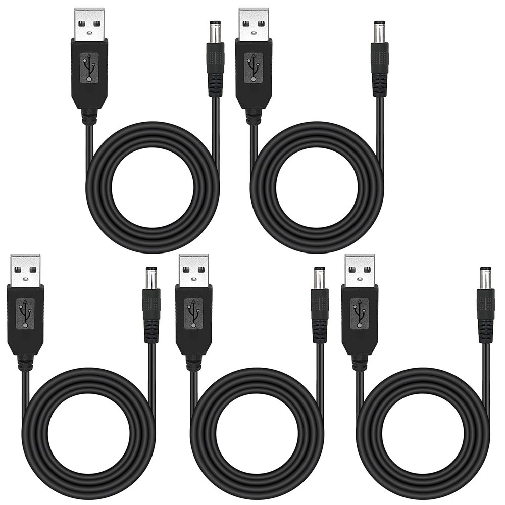 DaFuRui USB Power Supply Adapter Cable5PCS 5V to 9V USB 2.0 A Male to DC 5.5x2.1mm Voltage Step Up Converter Cable with DC Jack 5.5 x 2.1mm -0.95m