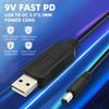 DaFuRui USB Power Supply Adapter Cable5PCS 5V to 9V USB 2.0 A Male to DC 5.5x2.1mm Voltage Step Up Converter Cable with DC Jack 5.5 x 2.1mm -0.95m view 2